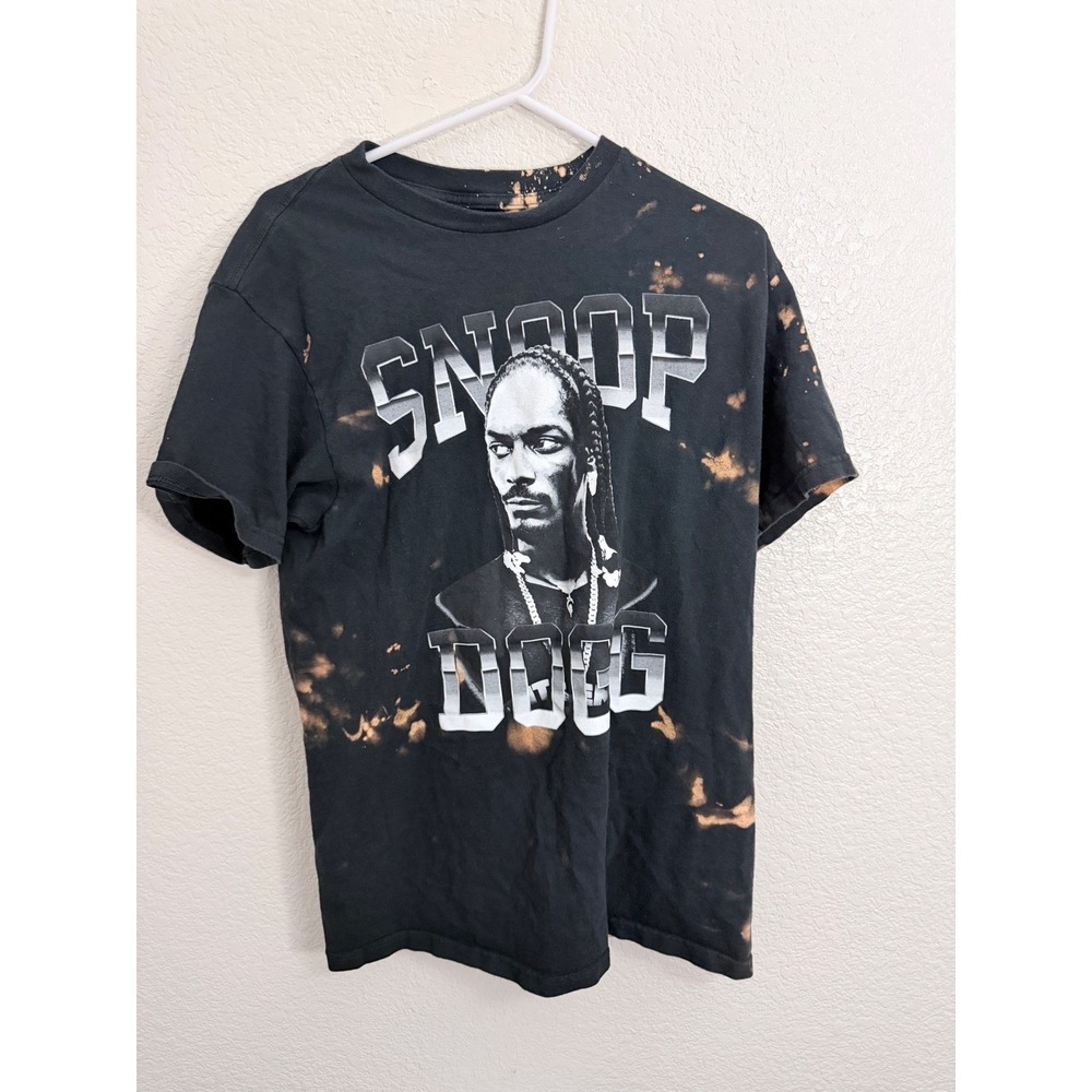Death Row Records Snoop Dogg Bleach Wash Graphic T-Shirt Black Small Hip Hop